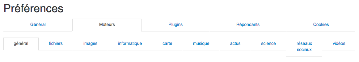 Searx Préférences